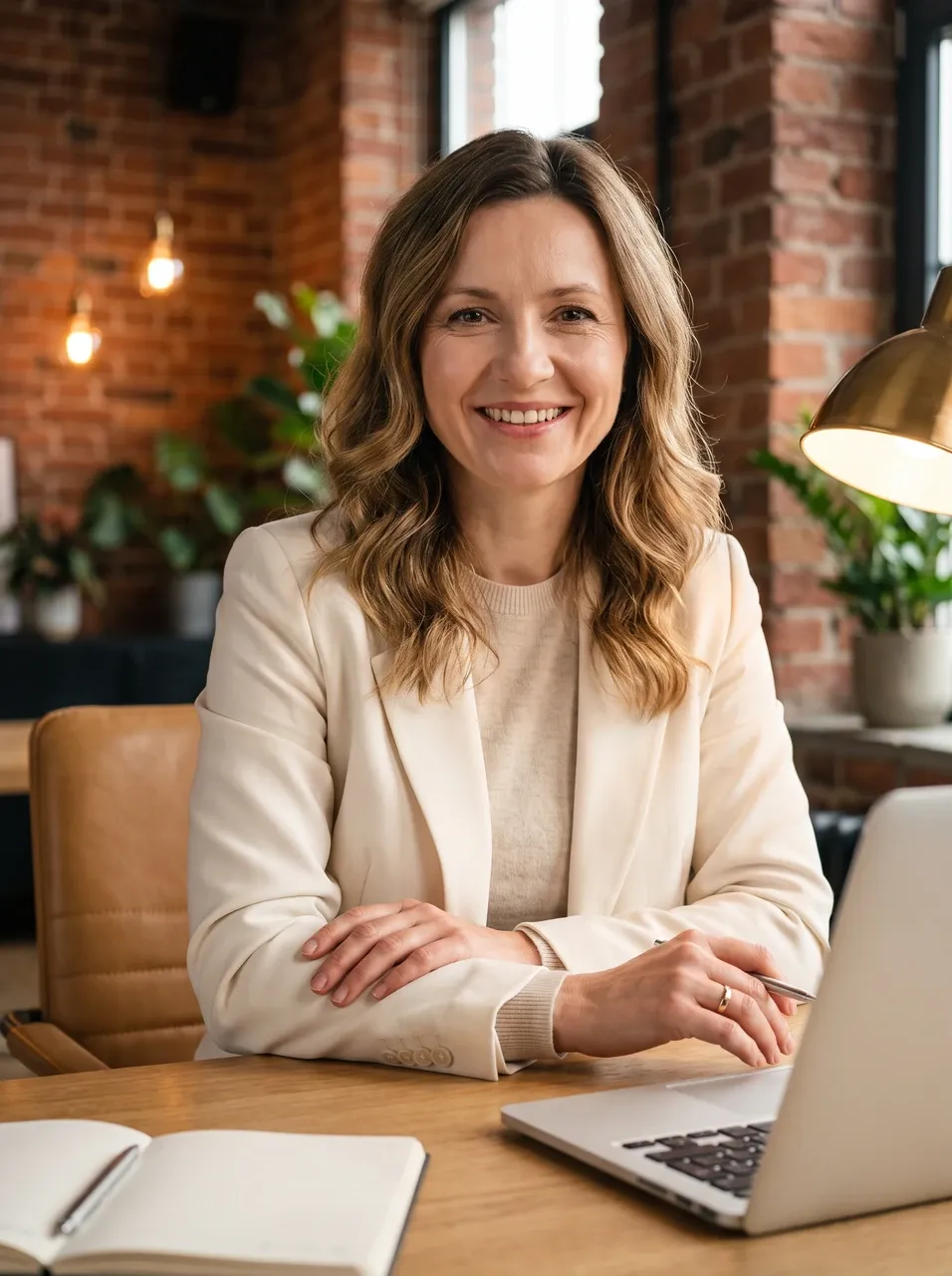 Kornelia, dietetyk LightLife, uśmiechnięta przy biurku w ciepłym gabinecie