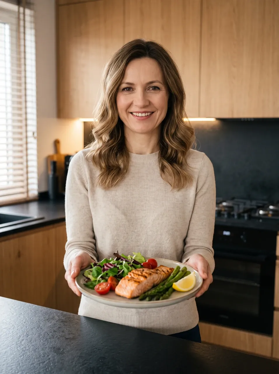 Kornelia, dietetyk i twórczyni metody LightLife, podaje kolorowy, zdrowy posiłek